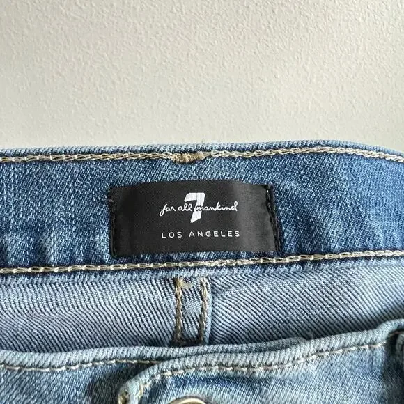 7 For All Mankind the Jo Jeans Women's 31 Wide Leg Destroyed Step Hem Stretch - Picture 5 of 8